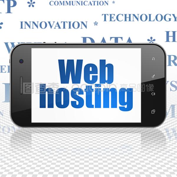 顯示網絡主機的網絡開發概念智能手機